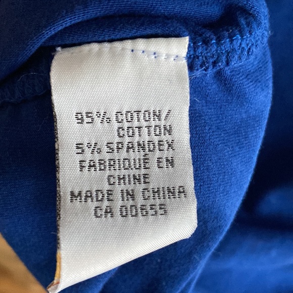 Blue Collared Long Sleeve Tee with Ruched Sides - Picture 3 of 5